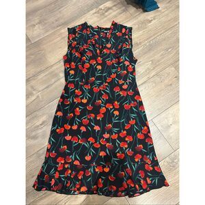 Karl Lagerfeld Black and Red Floral Midi Dress